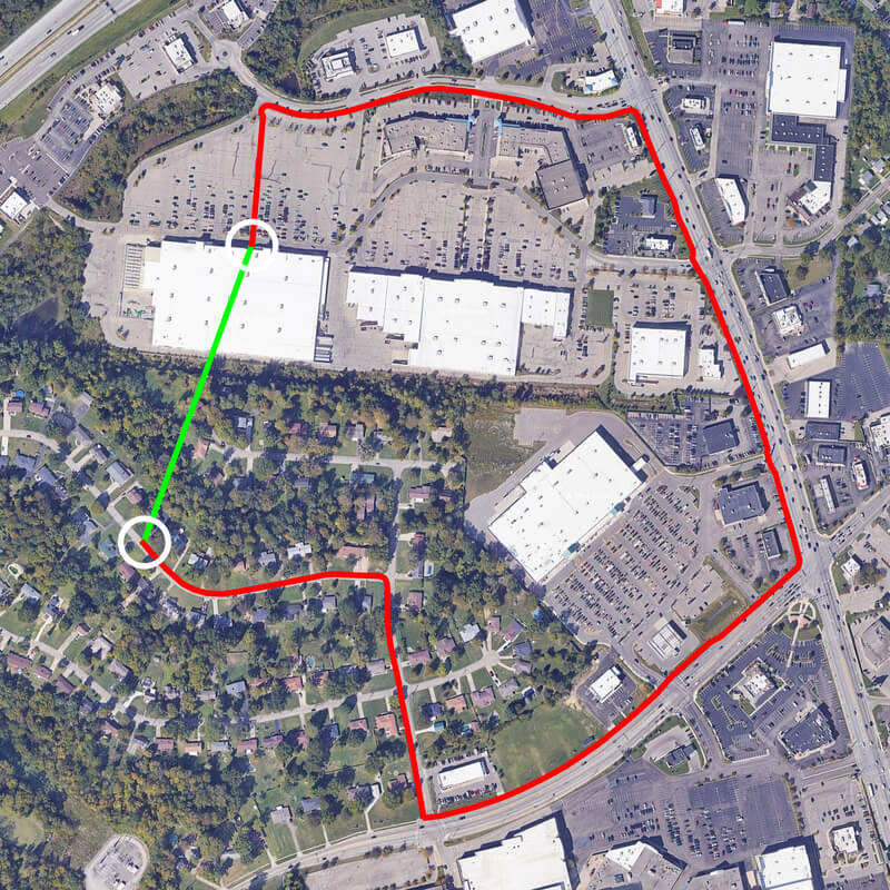 route efficiency for mid 1900s neighborhood