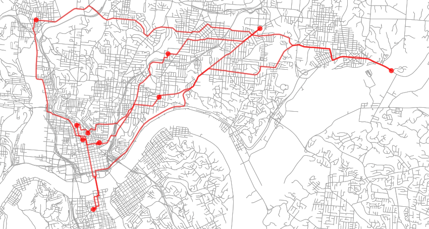 traveling salesman problem - Cincinnati breweries - initial