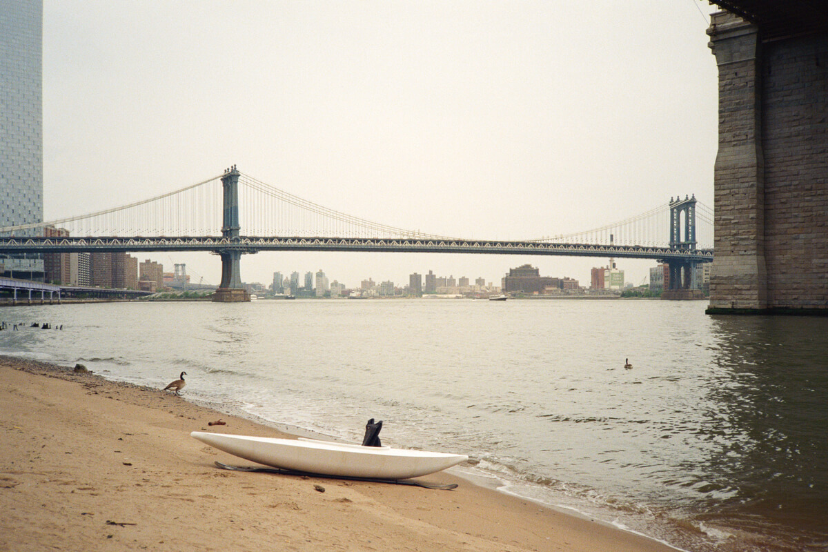 Taking a break under the Brooklyn Bridge