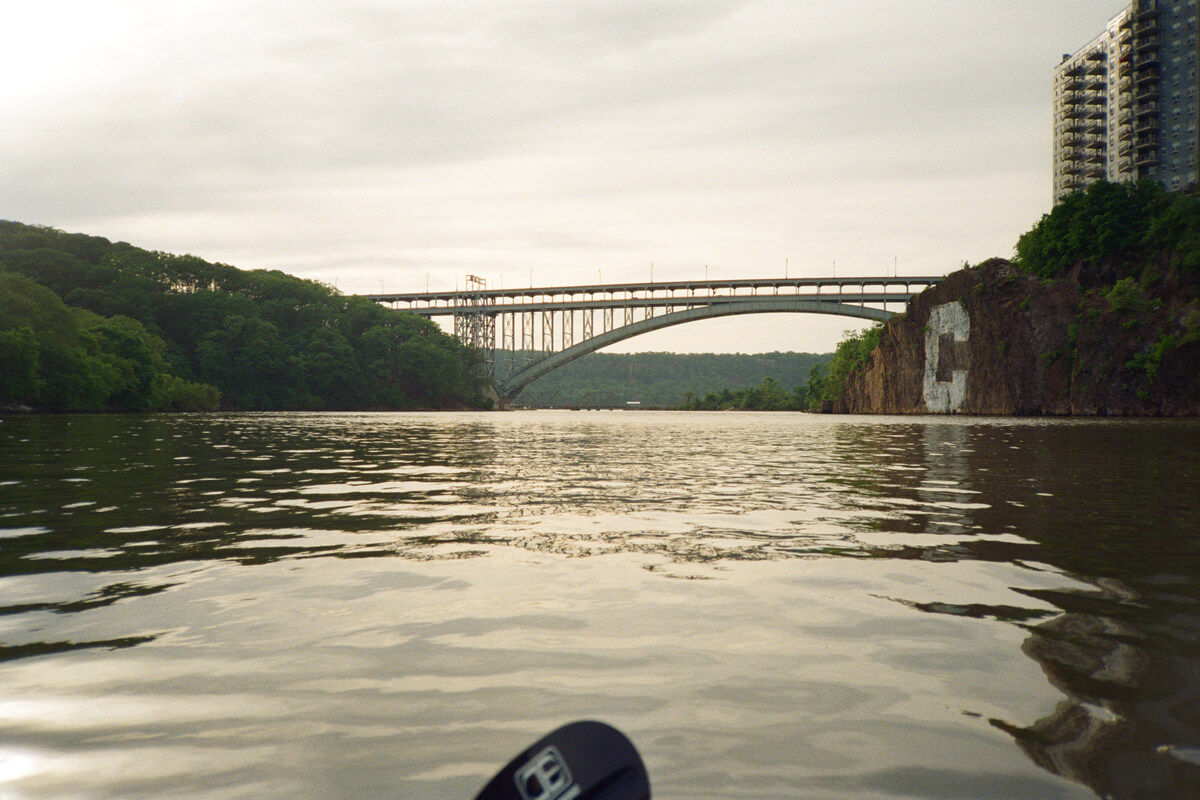 Paddling my kayak at the top of Manhattan